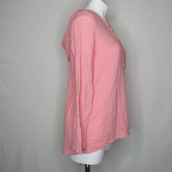 North River Pink Long Roll Tab Sleeve Hoodie Cotton Top Women's M Medium - Picture 4 of 10